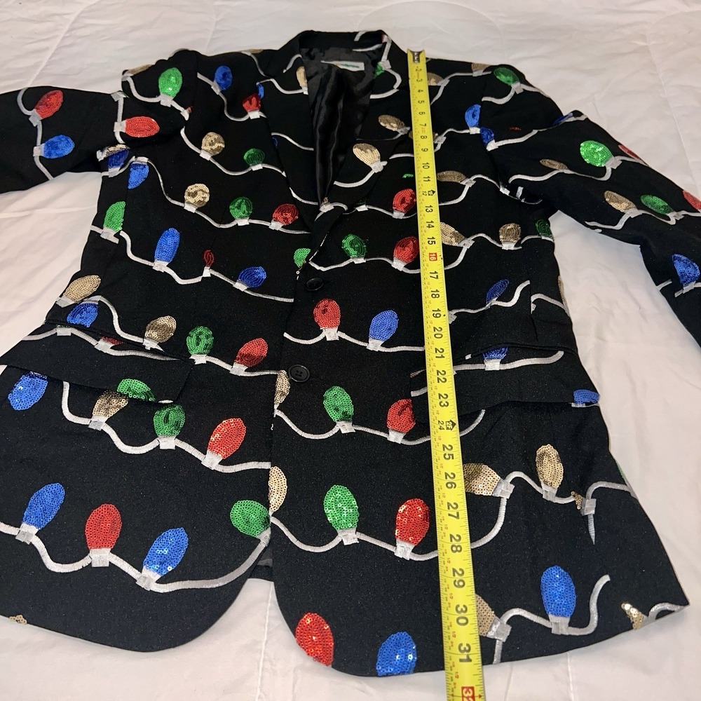 Tipsy‎ Elves Men's Sequin Tangle Wrangler Christmas Light Blazer Party Jacket 40 - Picture 7 of 7